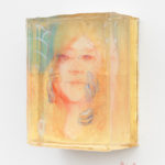 "Foundation" (pencil and paint and gold leaf in layers of resin)