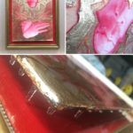 a painting in red, resin, and gold by Marc Scheff