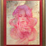 a painting in red, resin, and gold by Marc Scheff alt text