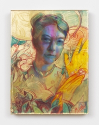 12x16<br>
Mixed media, gold leaf, in layered ArtResin<br><br>
This is part of the "flat" series of works. The layers are, as all others, sanded and encased in resin at each stage, a labor intensive process with which I now have studio help.
<br>
Much of the work for this show was completed before and after a very challenging personal time. There are many in the world who bring strength at these times. A Clock Ticks by Marc Scheff